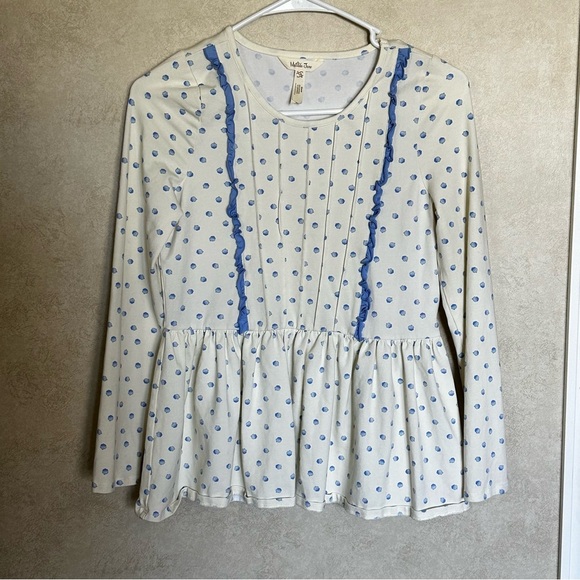 Matilda Jane Other - Matilda Jane Peplum Ruffle Top Girls 14 – Cottagecore Polka Dot Blouse